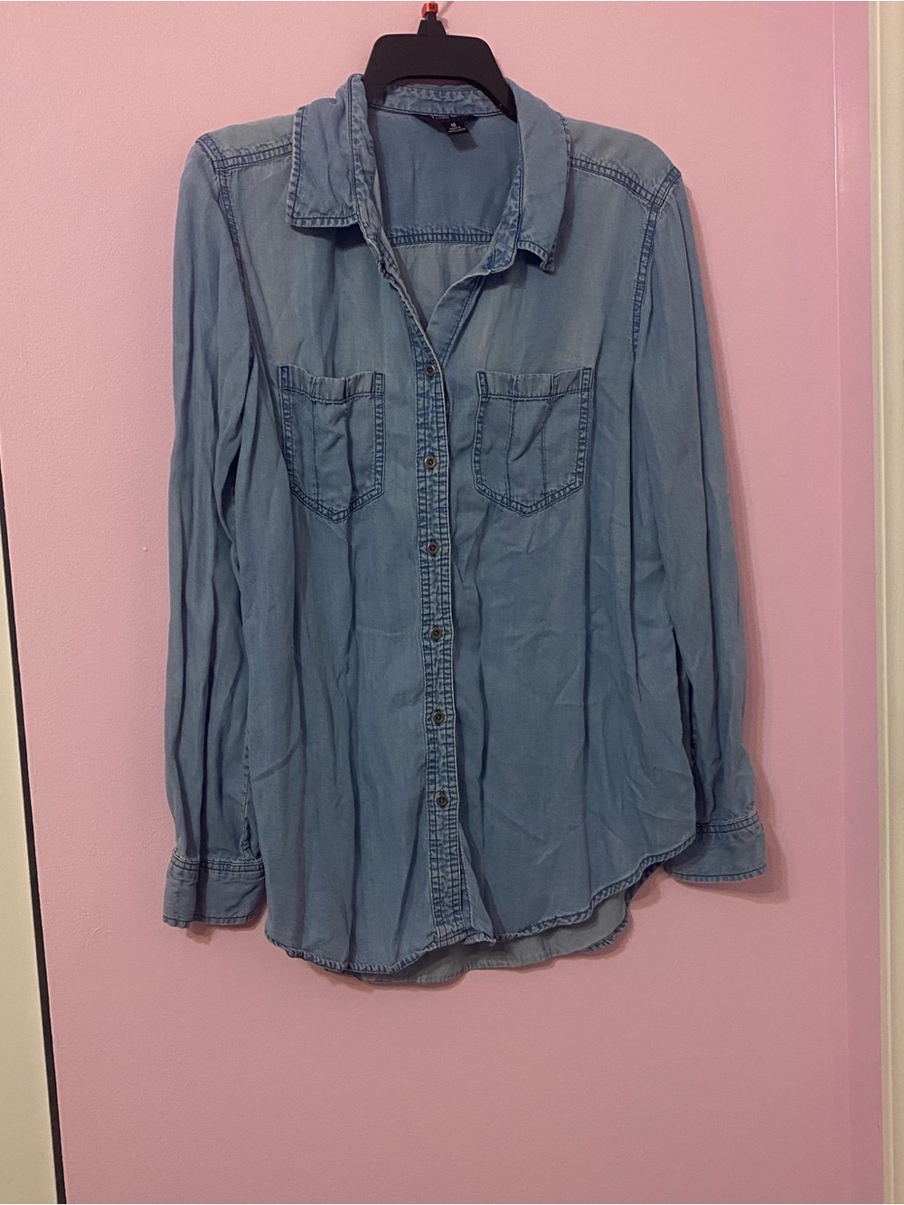 Terre Bleue Button Up denim style long sleeve top Womens size Medium
